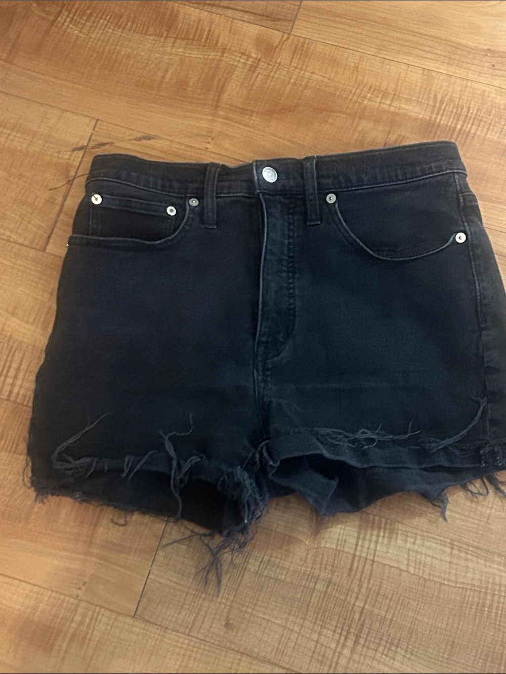 Madewell Black Distressed High-Rise Denim denim Shorts Size 27